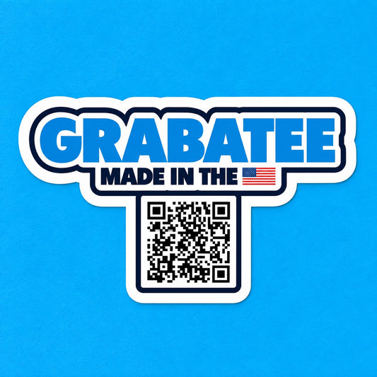 Custom die cut full color vinyl sticker with QR code example by Grabatee